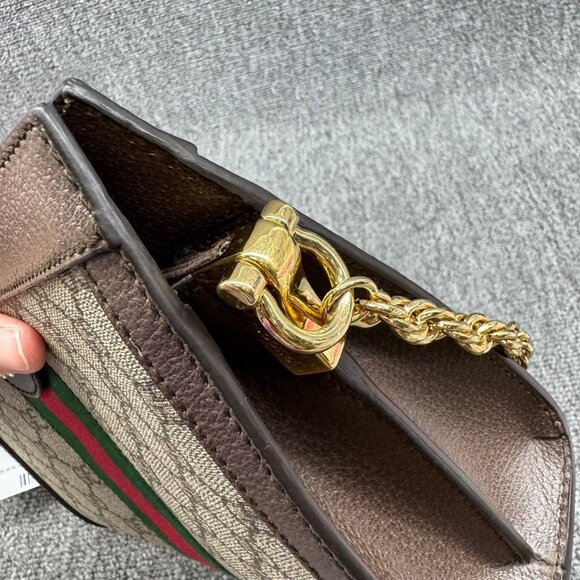 Gucci Ophidia Chain Brown Small Canvas Shoulder Bag 899-081425 - Picture 7 of 13